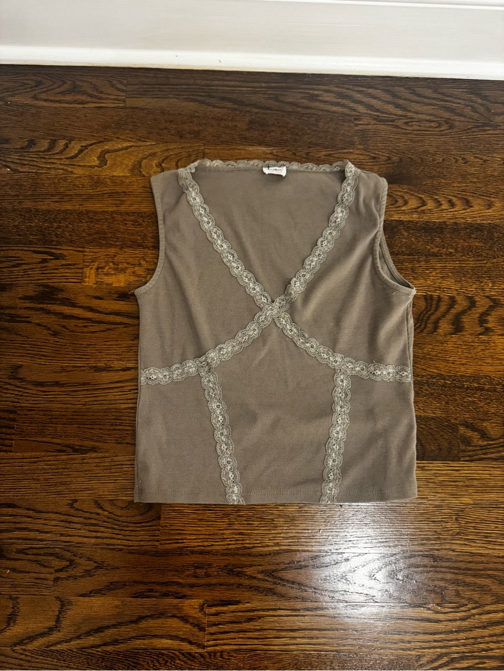 Cotton On Taupe Lace-Trim V-Neck Sleeveless Camisole